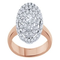 Bijeli modni prsten od prirodnog dijamanta u 10k ružičastom zlatu