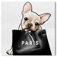 Wynwood Studio Fashion and Glam Wall Art Canvas Otisci 'Frenchie Glam Paris' Lifestyle - Bijela, crno