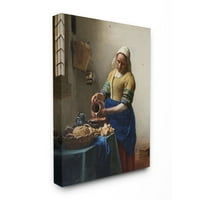 Stupell Home Decor Collection Vermeer MilkMaid Classical slikati platno zidna umjetnost