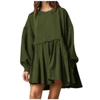 Haljina za žene casual haljina preko veličine dukserice haljina patchwork mini haljine vojske zelene m