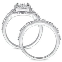 Miabella Carat T.W. Diamond Sterling Silver Halo Bridal Set