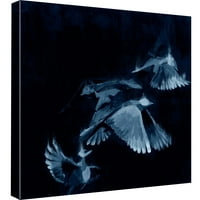 Slike, studija ptica - plava, 20x20, ukrasna zidna umjetnost platna