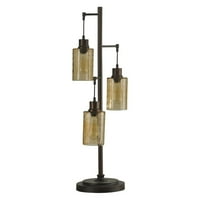 Stolna svjetiljka-brončana završna obrada-prozirni stakleni sjenilo s rupicama