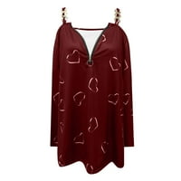 Dnevne majice za žene za žene Lank Drijesni ljetni srčani tunični vrhovi pola zatvarača hladno rame labave bluze