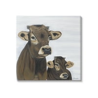 Stupell mama i baby krava slikaju životinje i insekti slikati galerija zamotana platno print zidna umjetnost