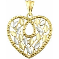 Privjesak sa šarmom u obliku srca s ručno izrađenim dijamantnim listovima od 10k zlata