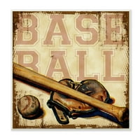 Dječja soba by Stupell Baseball Bat Mitt Ball Sports Dizajn zidne ploče do subotnje večernje posta