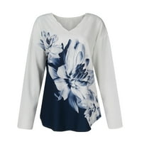 Ženske bluze, ležerna bluza s izrezom u obliku slova U, Ženska majica s cvjetnim printom, modni ljetni vrhovi