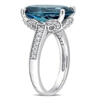 Carat T.G.W. London Blue Topaz i Carat T.W. Dijamantni 14KT bijeli zlatni koktel prsten