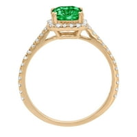 Smaragd izrezan 1,96 karata, zeleni imitirani smaragd od žutog zlata 14 karata, vjenčani prsten s aureolom za