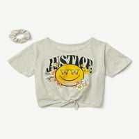 Prednja majica s kratkim rukavima Justice Girl-a s Scrunchie, veličine XS-XLP