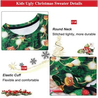 Dječji ružni Božićni džemper košulja smiješni 3-inčni Božićni pulover majica s unutarnjim runom veličina 4-16