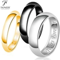 Zaručnički prsten od nehrđajućeg čelika od 316 mm presvučen srebrom, 14k zlatom i crnom bojom, ugraviran prsten
