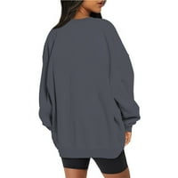 Dukserice za žene Plus veličine okrugli vrat jednobojni pulover dugih rukava modni casual džemper gornji dio bluze