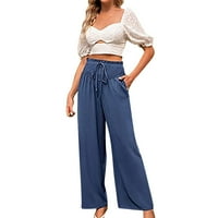 Široke hlače za žene, ljetne široke hlače za plažu, Ležerne hlače visokog struka s džepovima