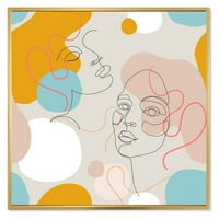 Dizajnerska umjetnost minimalni portret ženskog lica nacrtan u jednoj liniji moderni uokvireni zidni otisak na