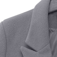 Pxiakgy Zimski kaputi za ženske zimske vune tanki kaput jakne dame vitke dugi kaput nadmašuju siva + xl