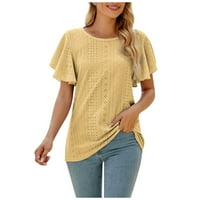 Ženske majice kratkih rukava s okruglim vratom, bluza, ženska modna ljetna tunika, žute košulje od 2 inča