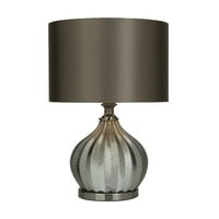 Stolna svjetiljka od 20 srebrne boje sa sivim sjenilom od tkanine