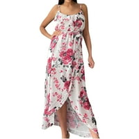 Zunfeo haljine za žene - dugačka haljina v vrat camisole haljina casual cvjetni tiskani bljesak bez rukava odaberite