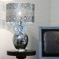 Stolna svjetiljka od srebrno plavog stakla