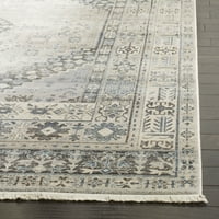 Vintage perzijski aras geometrijski poliesterski tepih, sivo plavo, 6 '9'