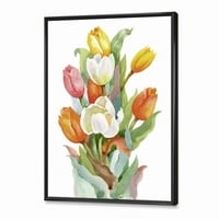 DesignArt 'cvjetajući narančasti i bijeli cvijet tulipana' tradicionalno uokvireno platno zidne umjetničke tisak