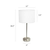 Stolna svjetiljka od brušenog nikla jednostavnog dizajna s bijelim sjenilom od tkanine