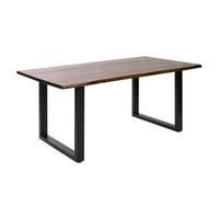 Trpezarijski stol od bagremovog drveta s prirodnom mrljom i crnim metalom