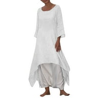 Ženske haljine ljetne bijele poliesterske Vintage Boho ženske Ležerne haljine na plaži jednobojne duge haljine