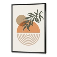 DesignArt 'Sažetak geometrijskog mjeseca i sunca s listom I' Moderno uokvireno platno zidne umjetničke printe