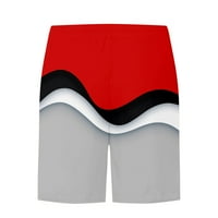 Muške Ležerne ljetne kratke hlače za plažu s prugastim printom s kratkim džepovima na vezicama-velike i visoke