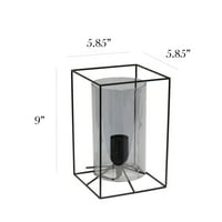Elegantan dizajn mala stolna svjetiljka od izloženog stakla i metala, Crna, prozirna