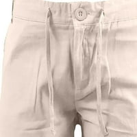 Chueow ljetne muške kratke hlače za plaže pamučne lanene hlače gumbi za vezanje struka džepovi Kratke hlače Očevi