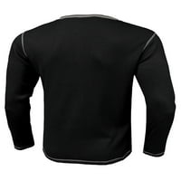 Muške košulje Henley majice majice za vrat vafle majice obična fit bluza jesen osnovni tinejdžer crni xl