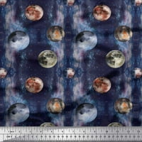 Tkanina od poli Georgette s otiskom mjesec i planet Galactica širine dvorišta