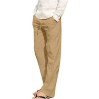 Ženske jesenske udobne hlače, džepovi, Visoki struk, ravne jednobojne hlače, široke platnene hlače Pune dužine,