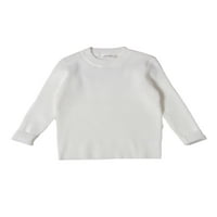 Pulover s okruglim vratom za djecu, Slatki vanjski džemper, topli pleteni džemperi u bijeloj boji