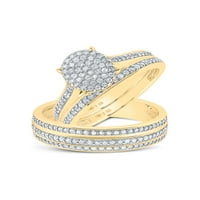 Dijamantna Kraljica sterling srebra njegov i njezin okrugli dijamantni grozd koji odgovara svadbenom setu