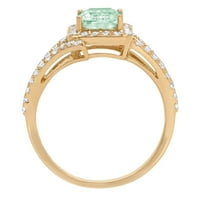 Smaragdni rez od 2,1 karata autentični zeleni imitirani dijamant bez sukoba pravi žigosano čvrsto žuto zlato 18