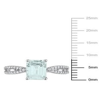 1- Carat T.G.W. Aquamarin i Carat T.W. Dijamantni 14KT zaručnički prsten bijelog zlata