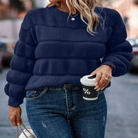 Ženski jesenski džemperi u donjem rublju, ležerni pulover s okruglim vratom s dugim napuhanim rukavima, široke