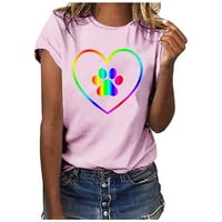 Majice za žene Plus veličine majica za Valentinovo majica s printom srca majice kratkih rukava s okruglim vratom