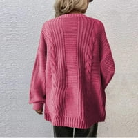 Pletene odjeće Stabilne žene casual kabel pleteni otvoreni prednji labavi chary džemper kardigan dugi rukav bez
