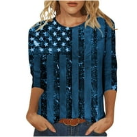 4. srpnja majice za žene ljetne majice s okruglim vratom s rukavima američke zastave
