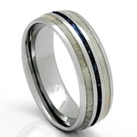 Prsten od staghorna s umetkom lapis lazuli, zaručnički prsten s kupolom na vrhu