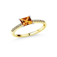 Prsten od žutog zlata od 10 karata od bijelog zlata, bijelog dijamanta i maka