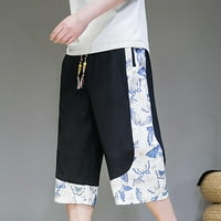 991 Muške kratke hlače muške tanke ravne lanene hlače muške ljetne Ležerne hlače muške prozračne hlače crne, 3