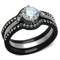 Njegov i njezin set vjenčanih prstenova od nehrđajućeg čelika u crnoj boji, Muški dvobojni Prsten, Veličina 95
