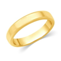 Ručno izrađeni zaručnički prsten s ukošenim rubom dostupan je u 14k žutom zlatu za nju i njega, veličina prstena